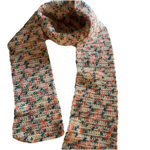 Hand Knit Scarf  Multicolor Handmade Hand Crochet Knit Confetti Classic